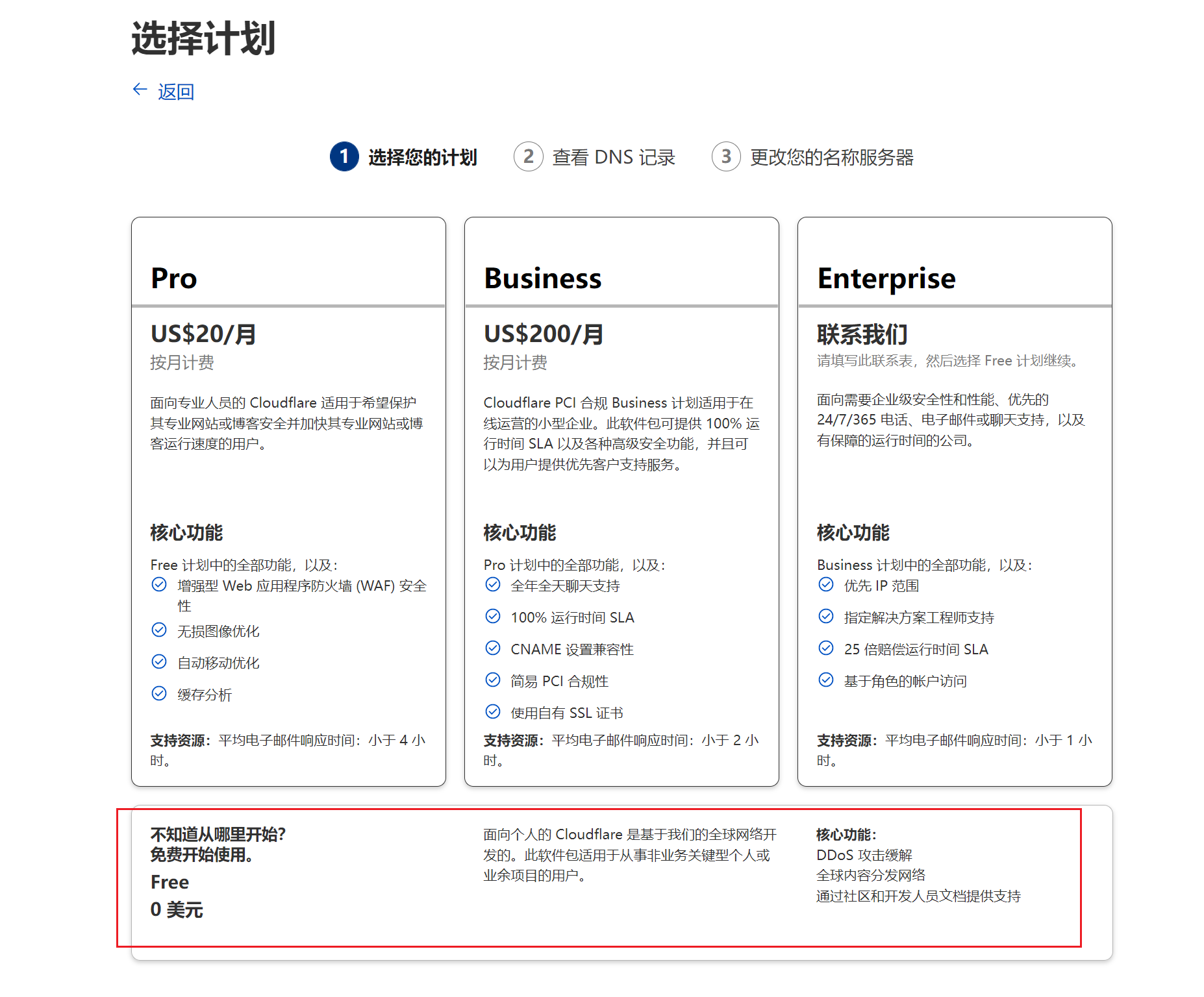 免费计划
